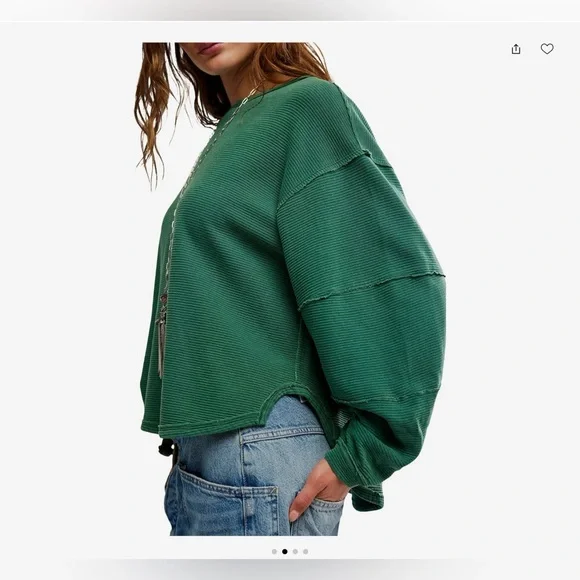 We The Free by Free People Eclipse Long-Sleeve ~ Emerald Green - Picture 2 of 10